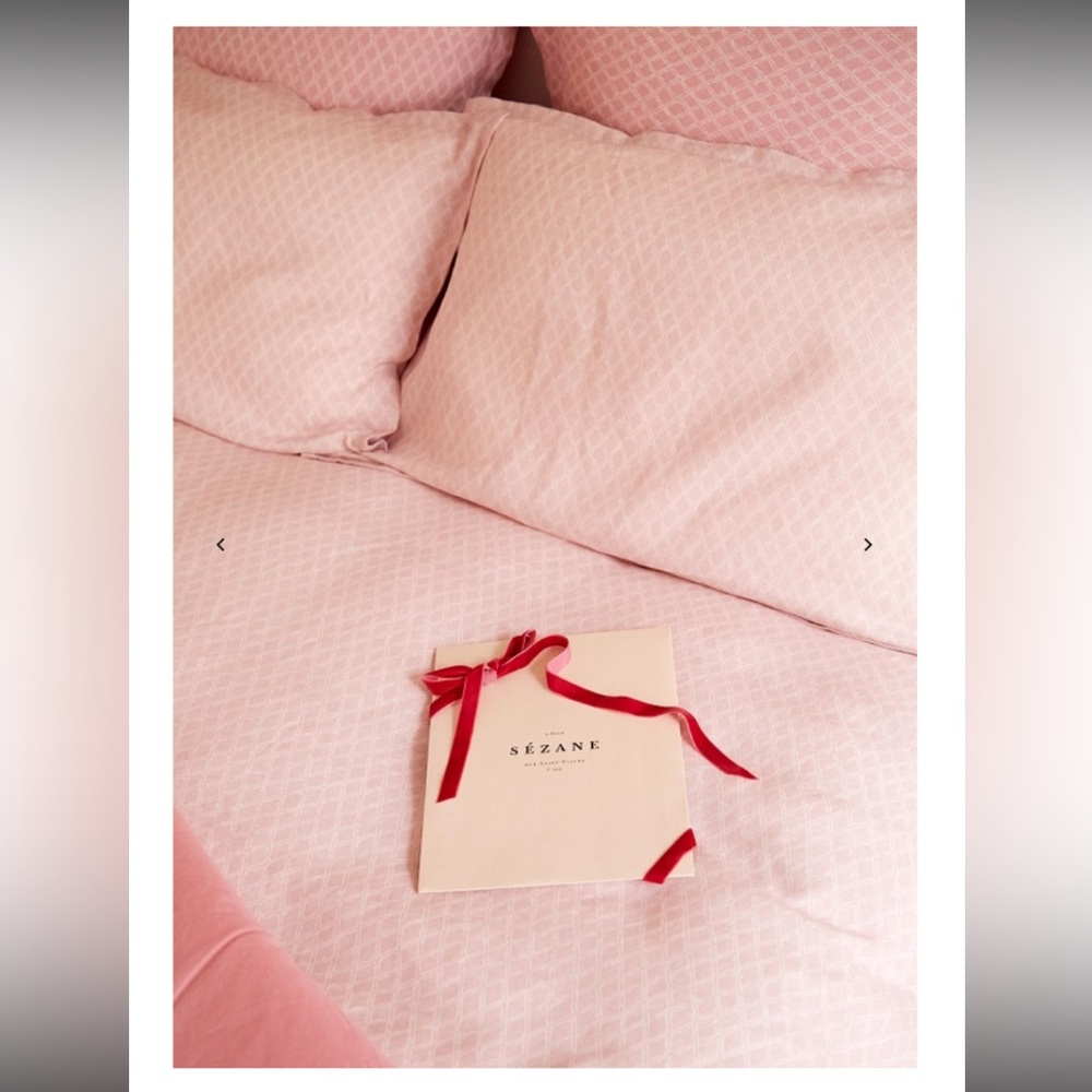 Sezane & Antoinette Poissons Duvet Cover. Linen Cotton Pink.